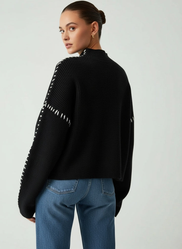 Mock Neck Long Sleeve Knit Sweater