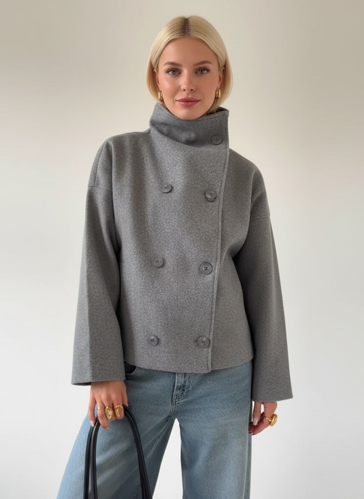 Turtleneck Loose Fit Woven Collar Jacket