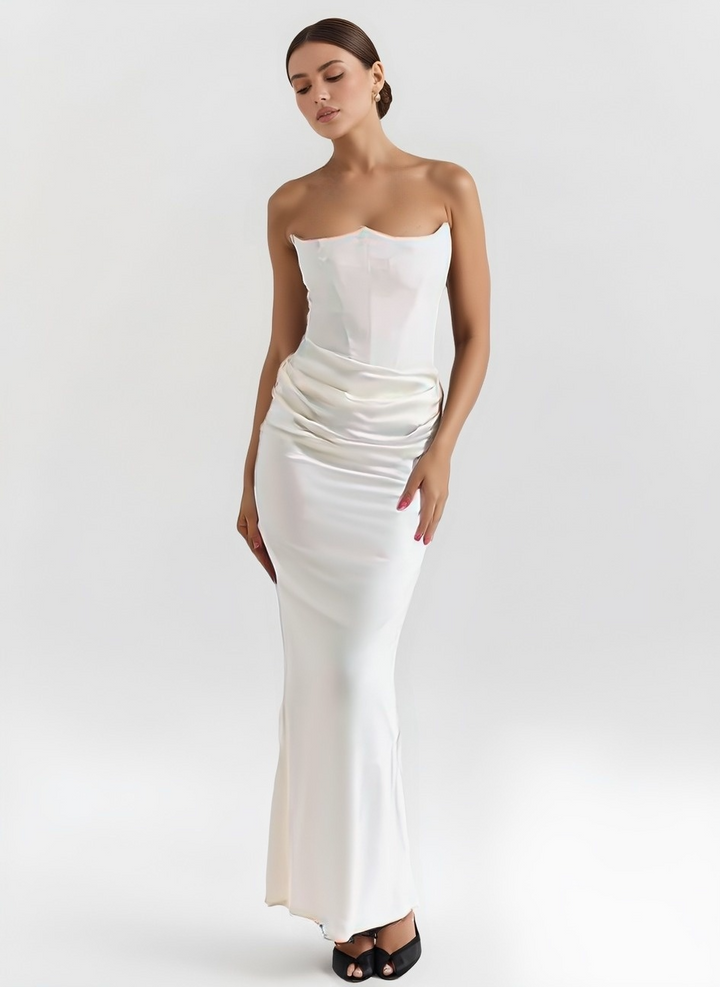 Ruched Strapless Slim Maxi Dress