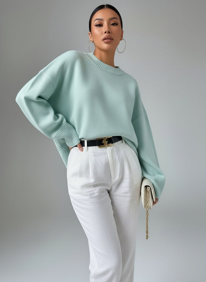 Oversized Knit O-Neck Pullover Sweater