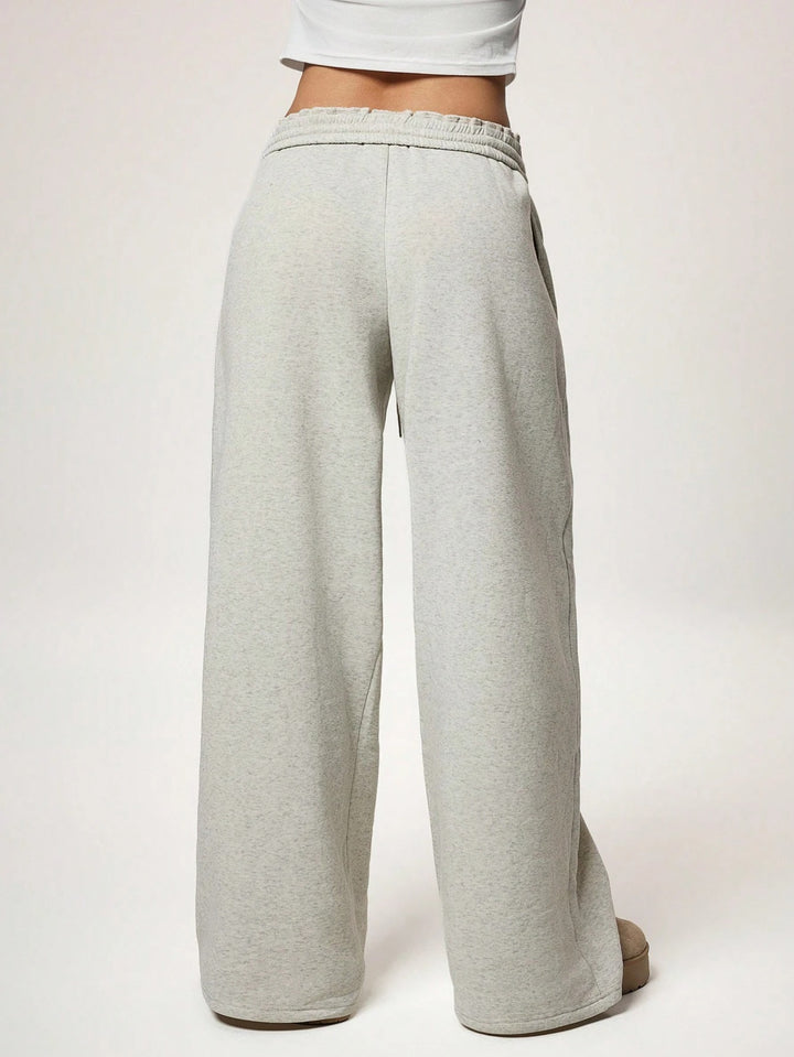Fleece-Lined Loose Wide-Leg Pants