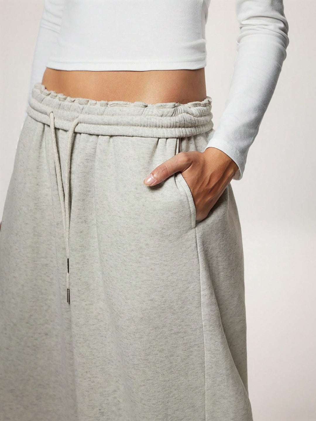 Fleece-Lined Loose Wide-Leg Pants