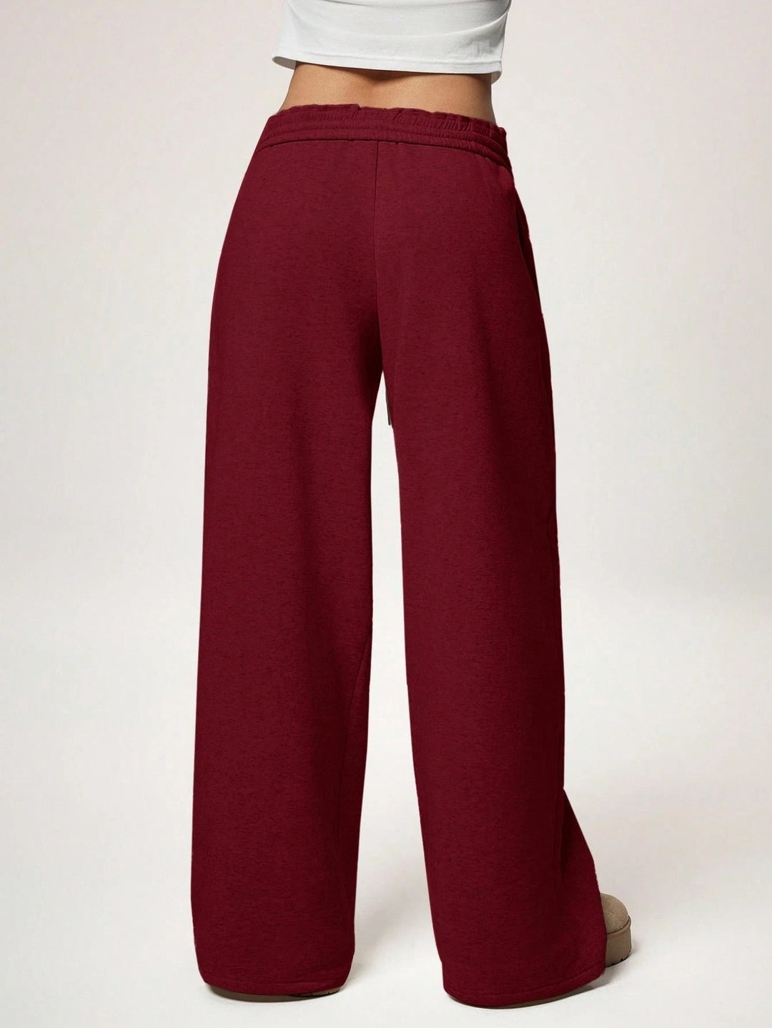 Fleece-Lined Loose Wide-Leg Pants