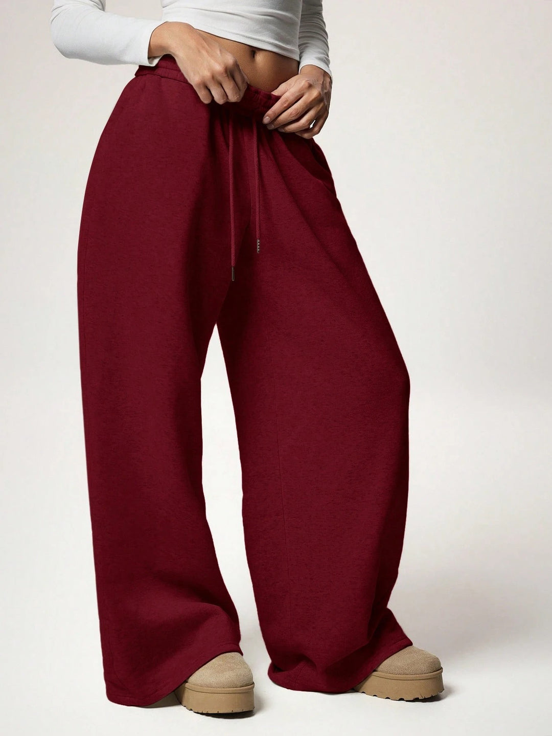 Fleece-Lined Loose Wide-Leg Pants