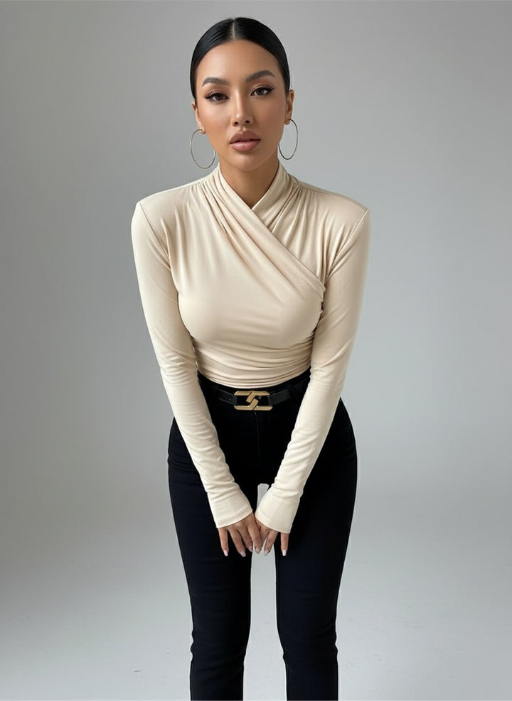 Cross-Over Long Sleeve Jersey Top