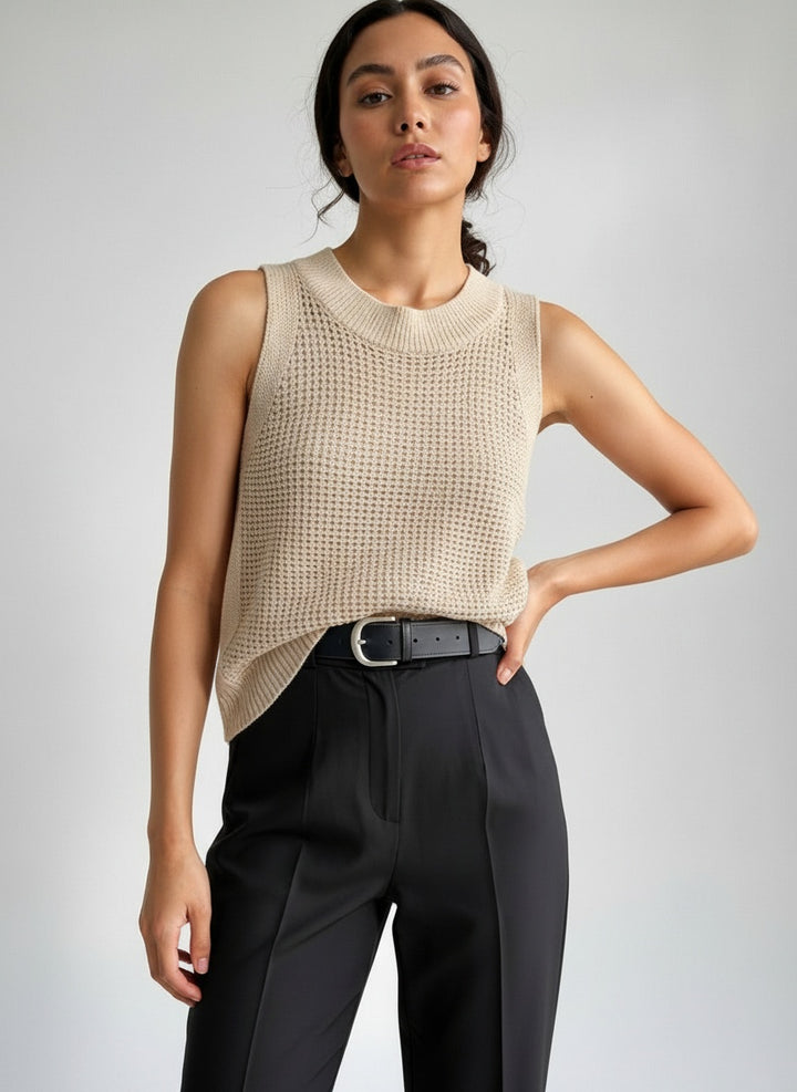 Hollow Knit Sleeveless Tank Top