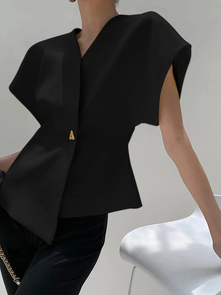 Asymmetric V-Neck Single Button Vest