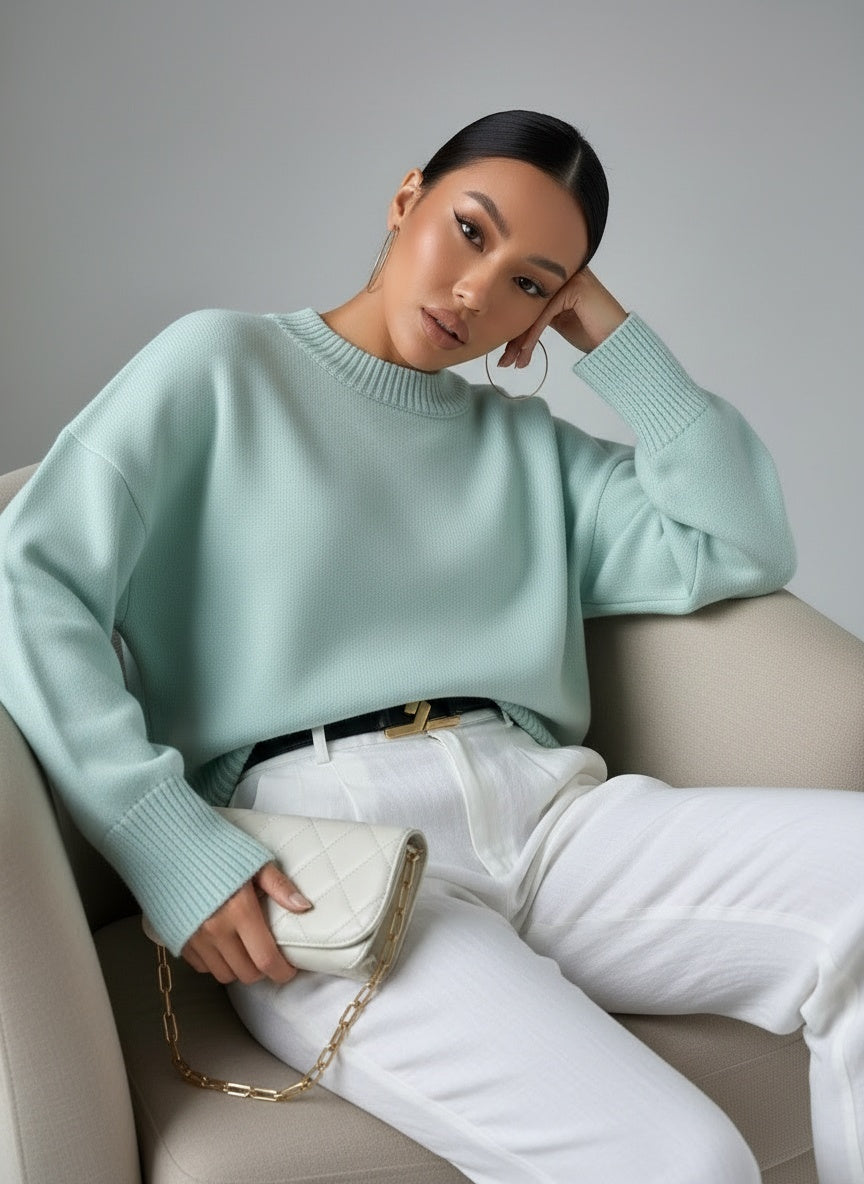 Oversized Knit O-Neck Pullover Sweater