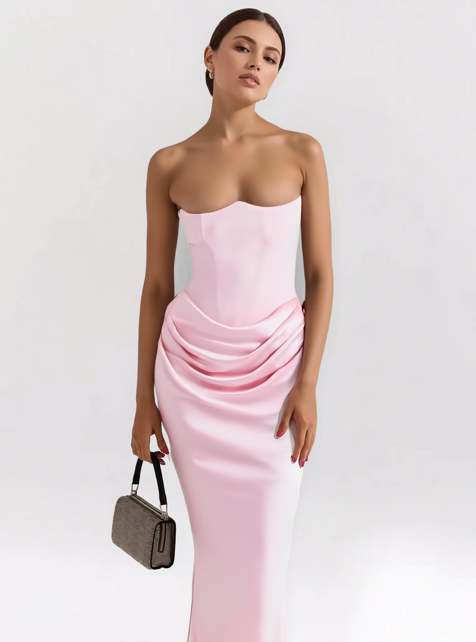 Ruched Strapless Slim Maxi Dress