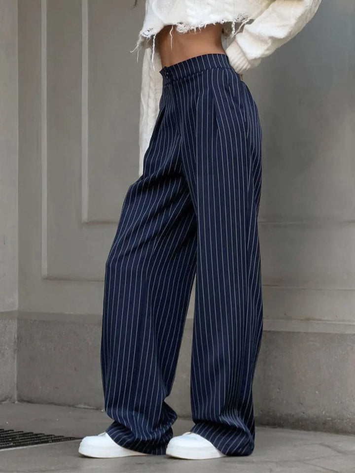High-Waist Striped Wide-Leg Pants