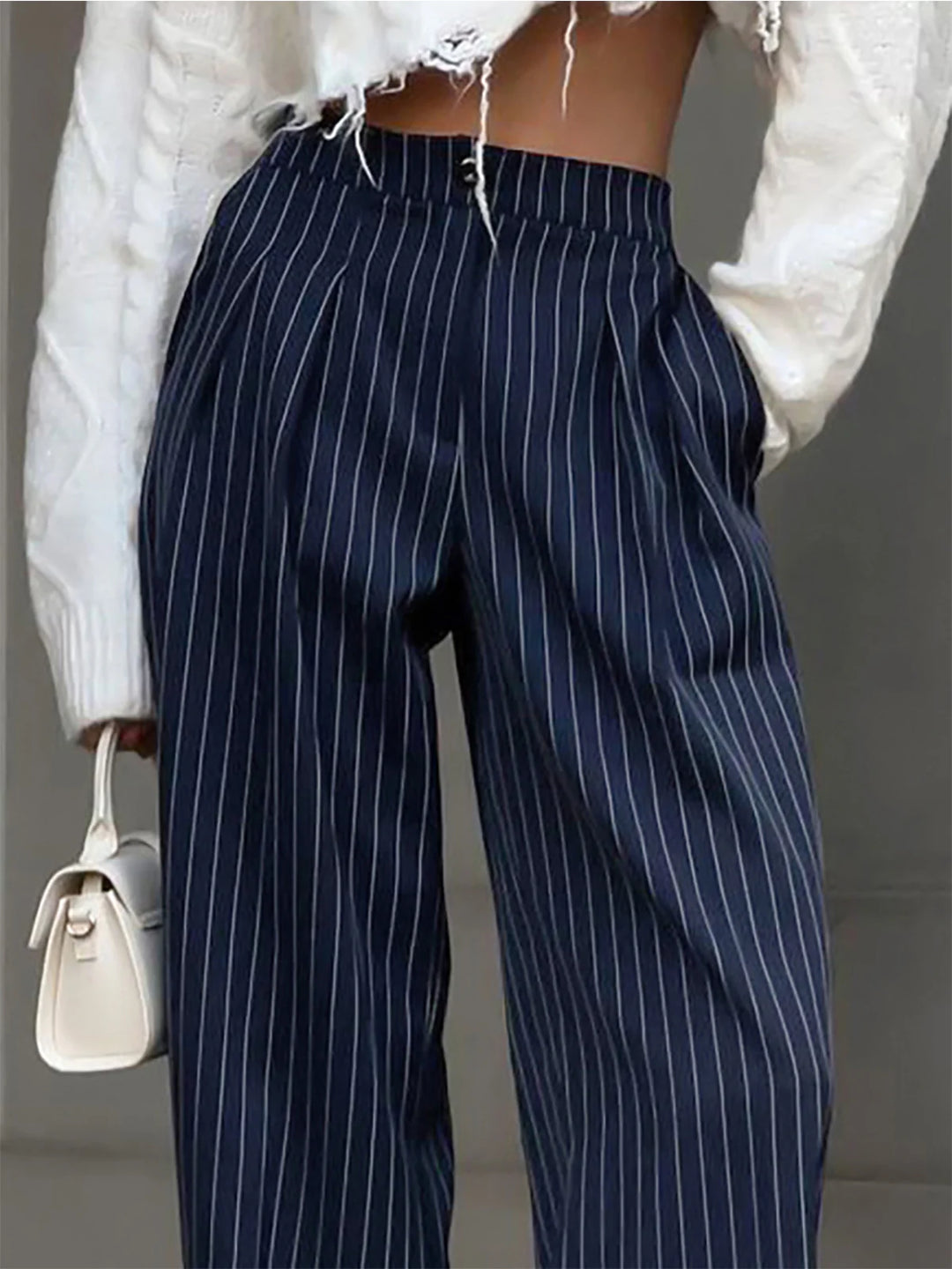 High-Waist Striped Wide-Leg Pants