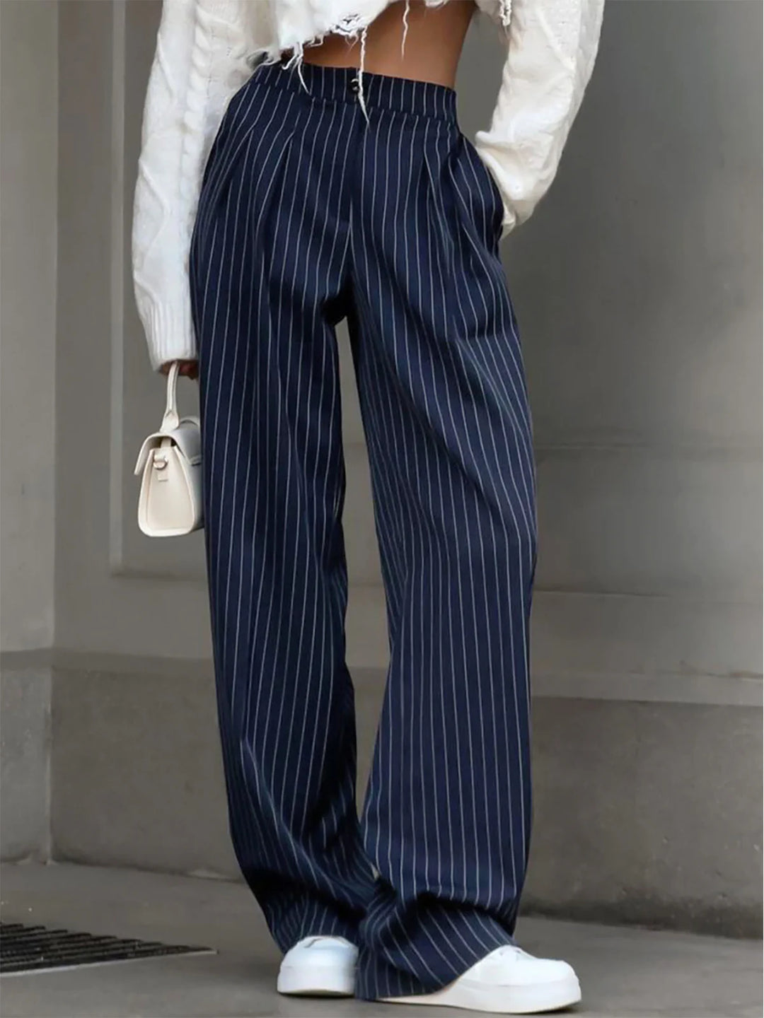 High-Waist Striped Wide-Leg Pants