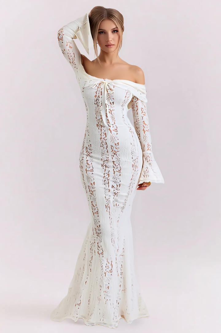 Off Shoulder Lace Bodycon Maxi Dress