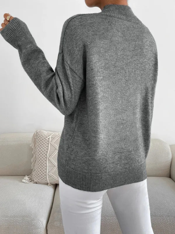 Half-High Collar Loose Knit Sweater