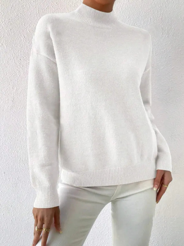 Half-High Collar Loose Knit Sweater