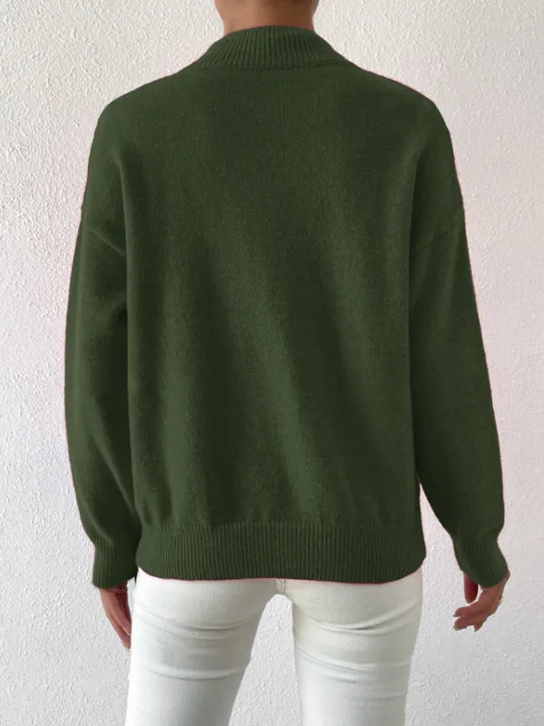 Half-High Collar Loose Knit Sweater