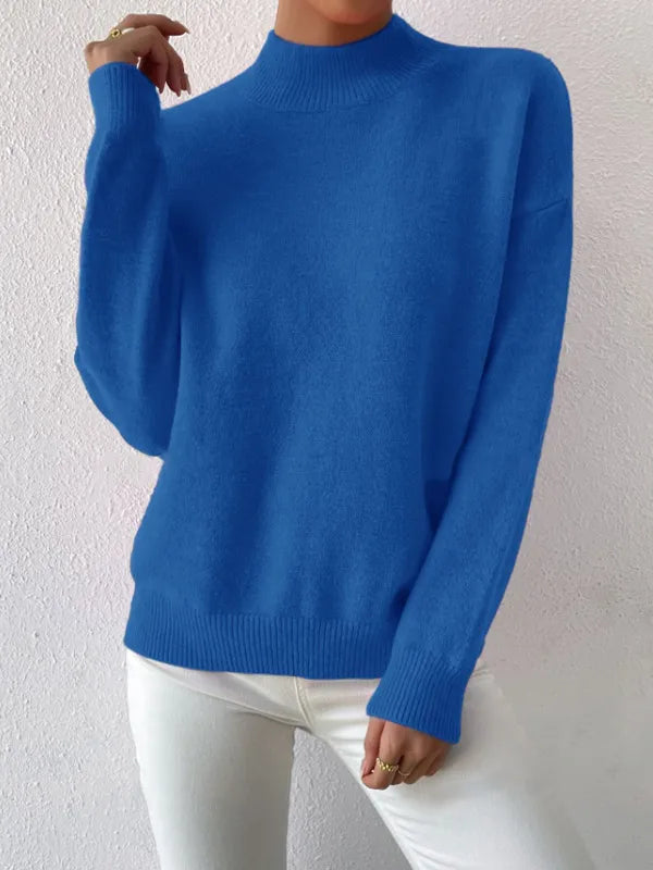 Half-High Collar Loose Knit Sweater