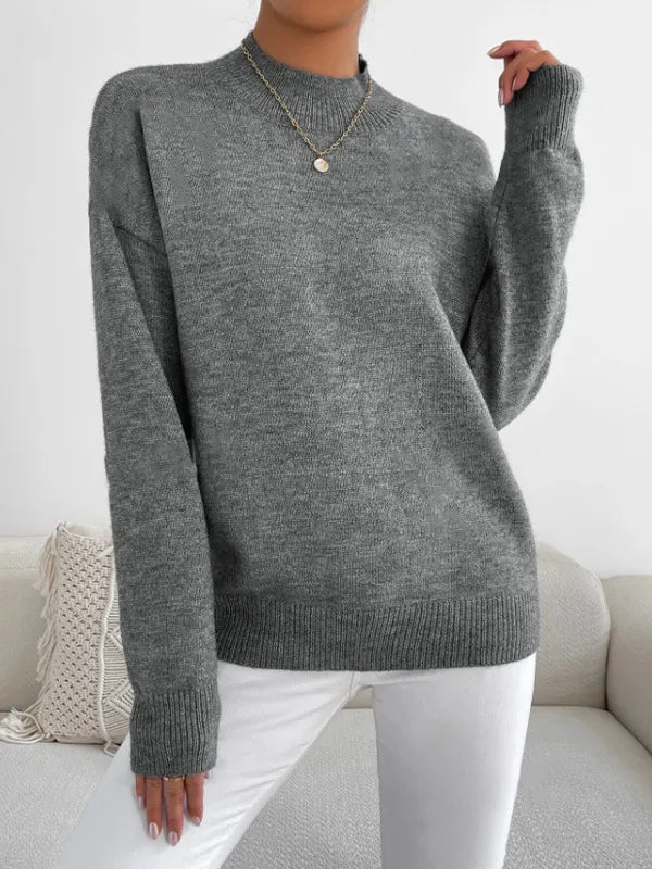 Half-High Collar Loose Knit Sweater