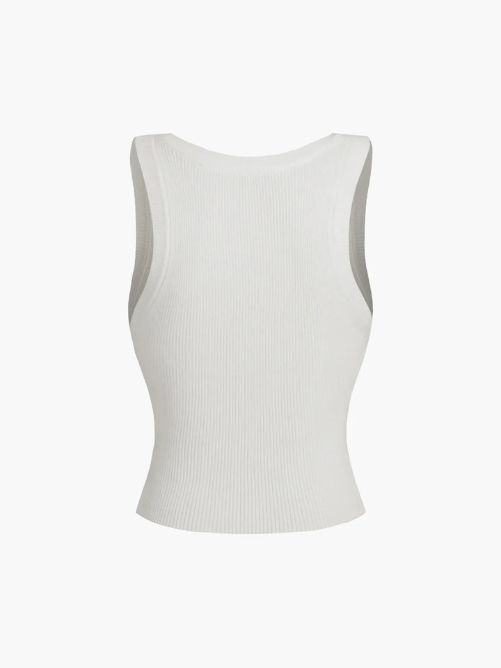 Ribbed O-Neck Sleeveless Tank Top