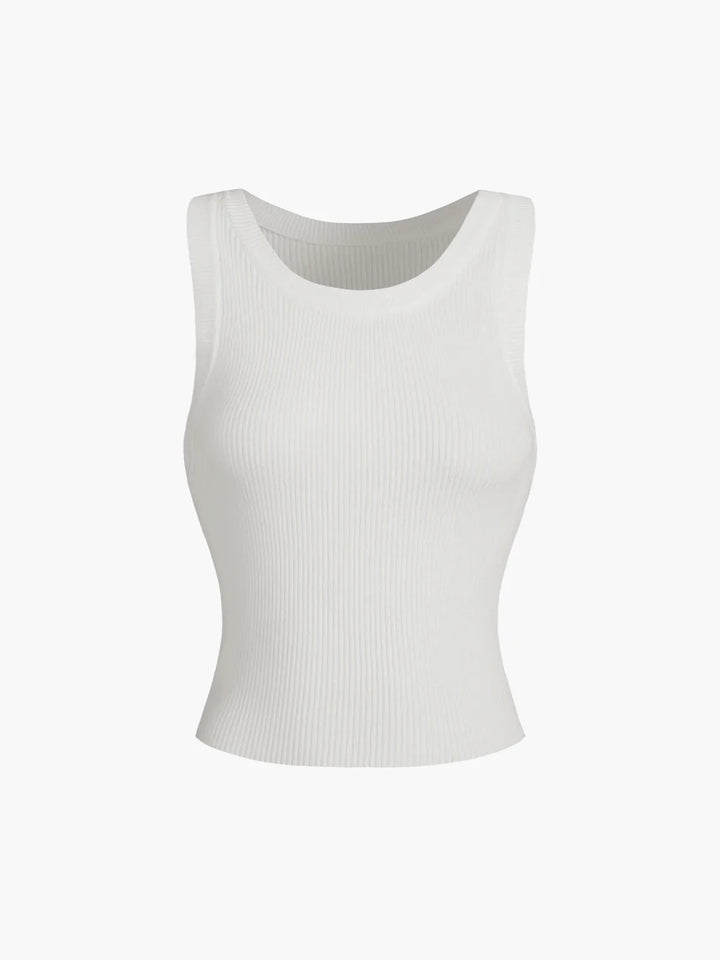 Ribbed O-Neck Sleeveless Tank Top