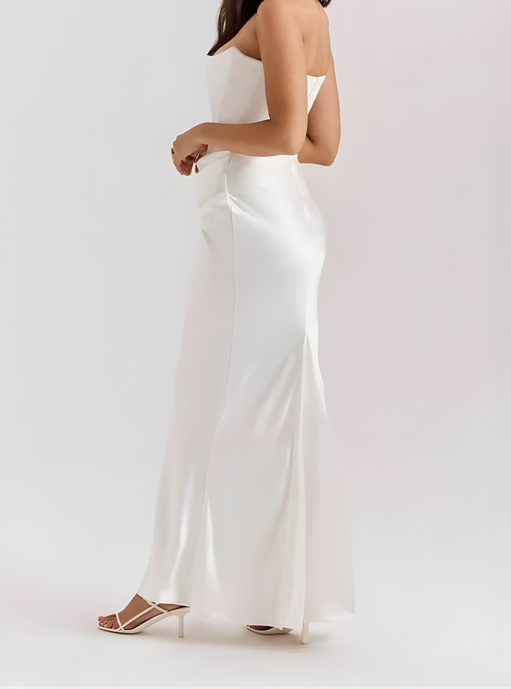 Ruched Strapless Slim Maxi Dress