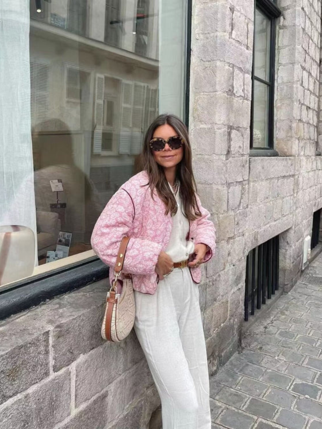 Pink Patterned Button Jacket