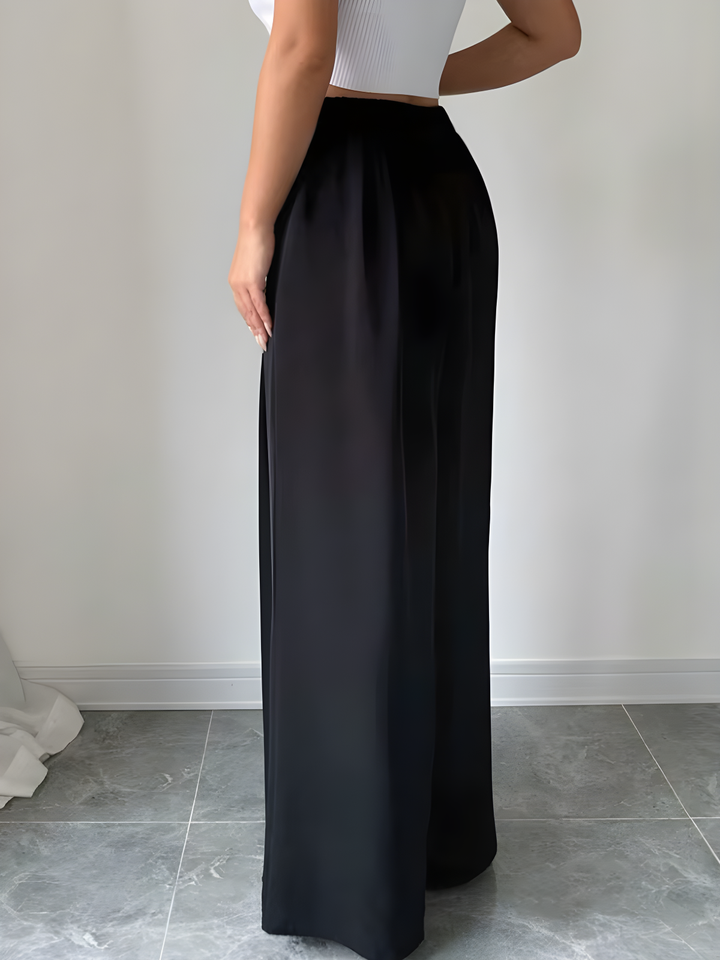 High-Waist Wide-Leg Button Pants