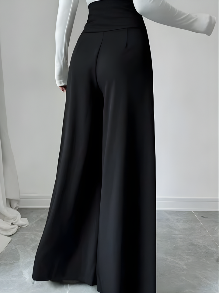High-Waist Wide-Leg Rivet Pants