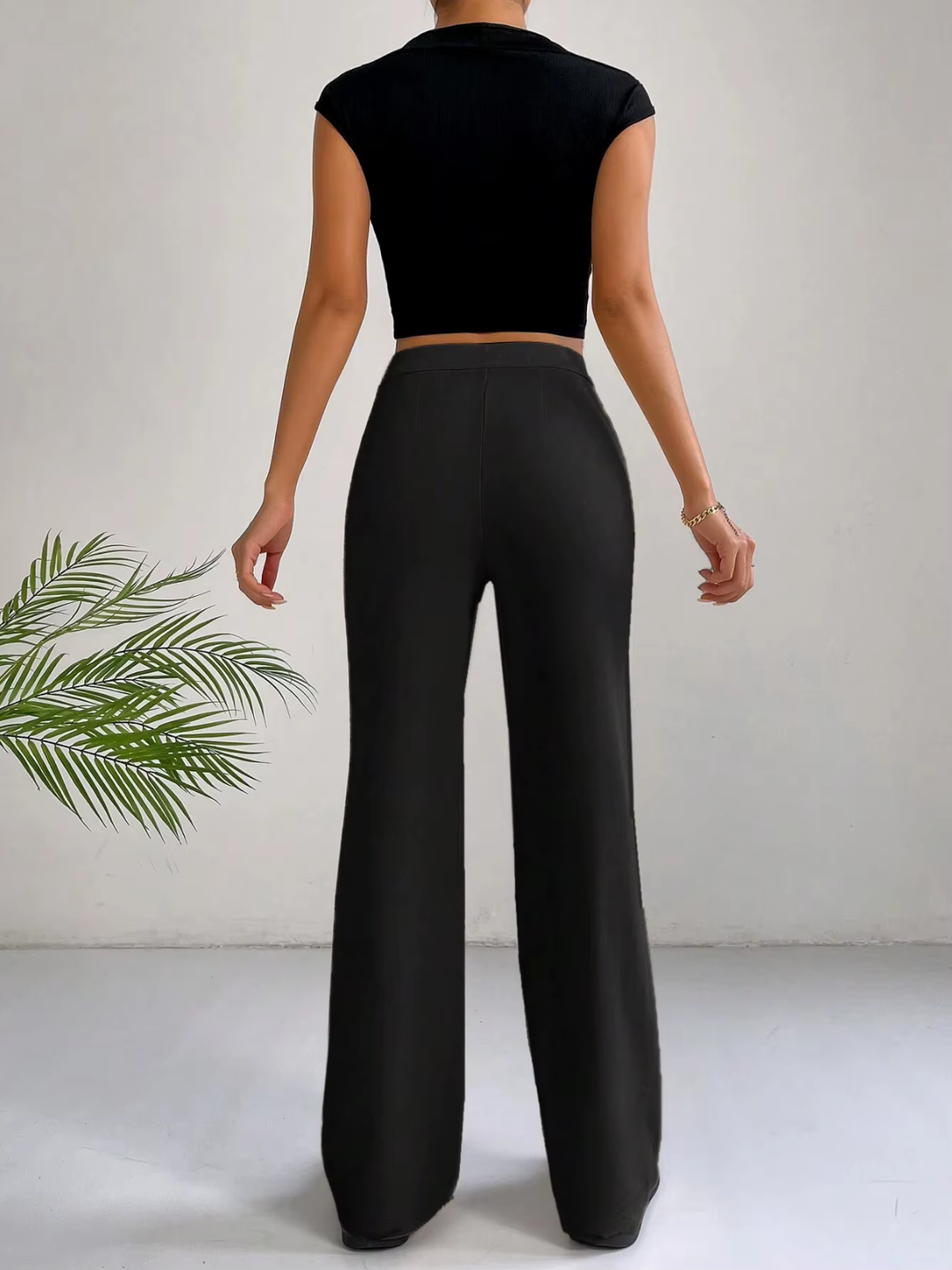 High-Waist Straight-Leg Jersey Pants