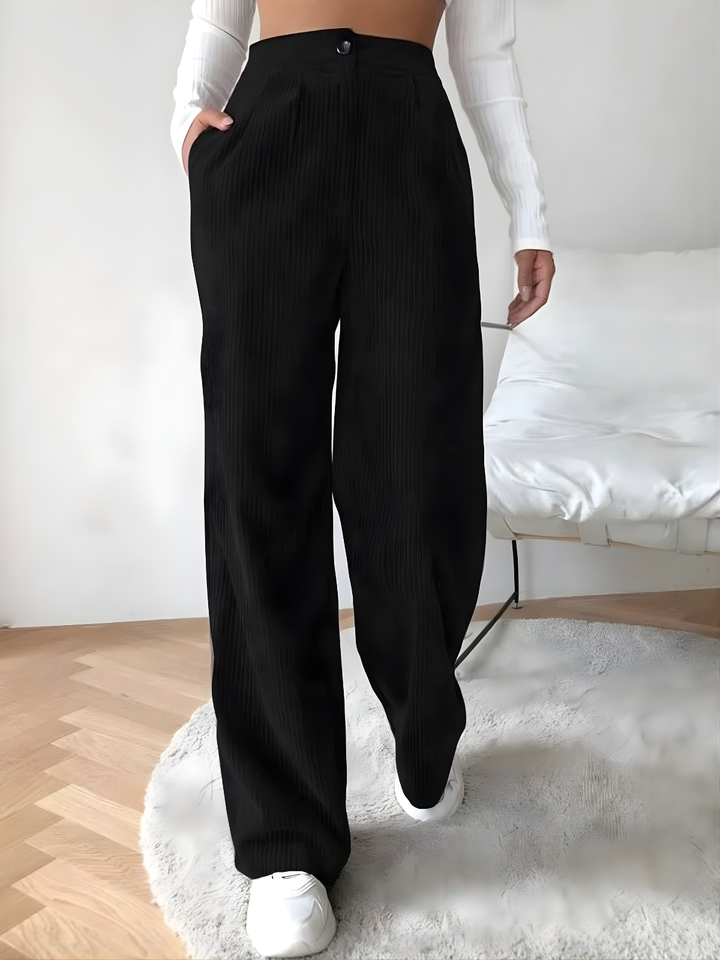 High-Waist Straight Corduroy Pants
