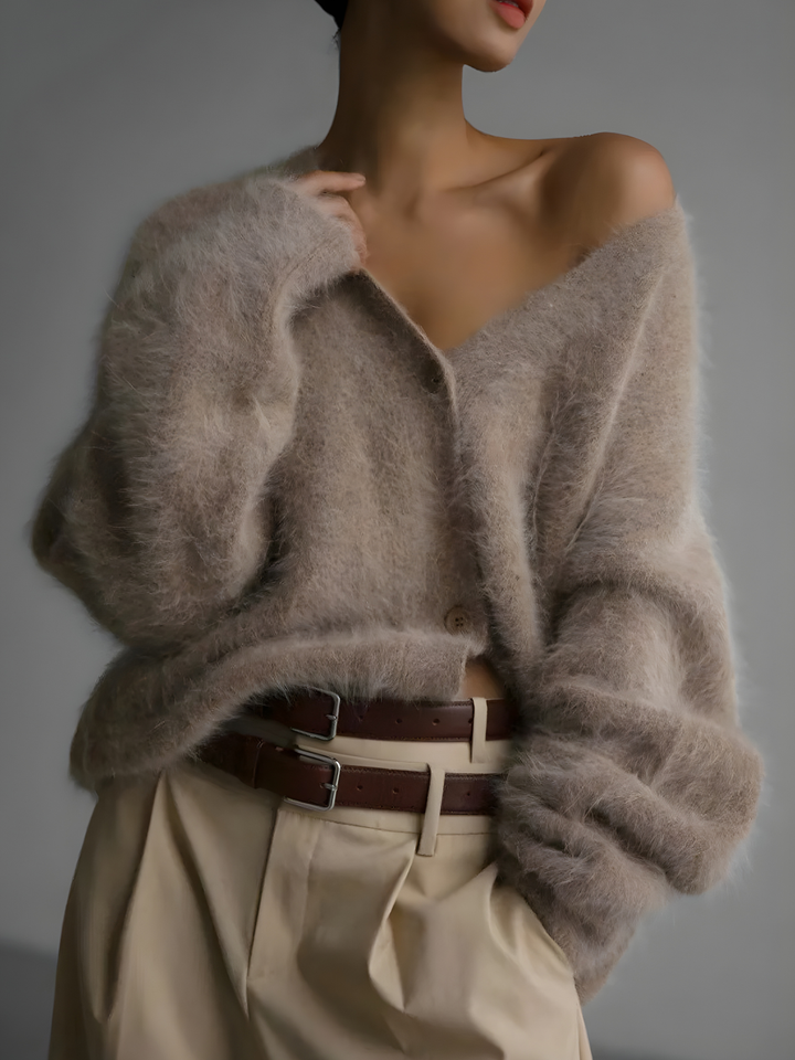 Loose V-Neck Button Knit Cardigan