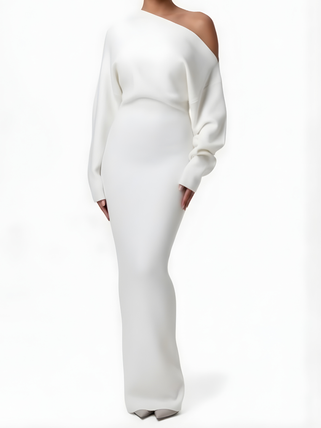 Off-Shoulder Long-Sleeve Pencil Dress