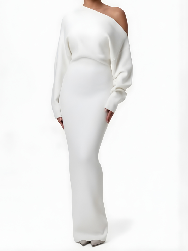 Off-Shoulder Long-Sleeve Pencil Dress