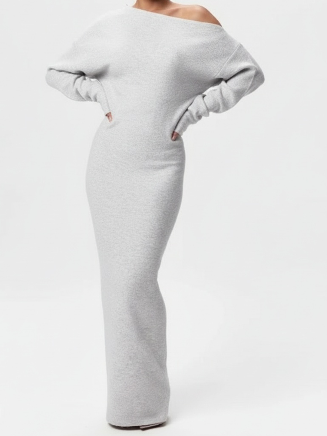 Off-Shoulder Long-Sleeve Pencil Dress