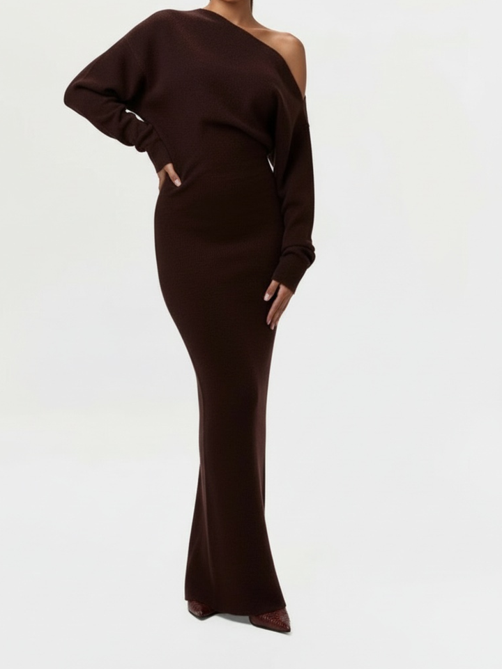 Off-Shoulder Long-Sleeve Pencil Dress