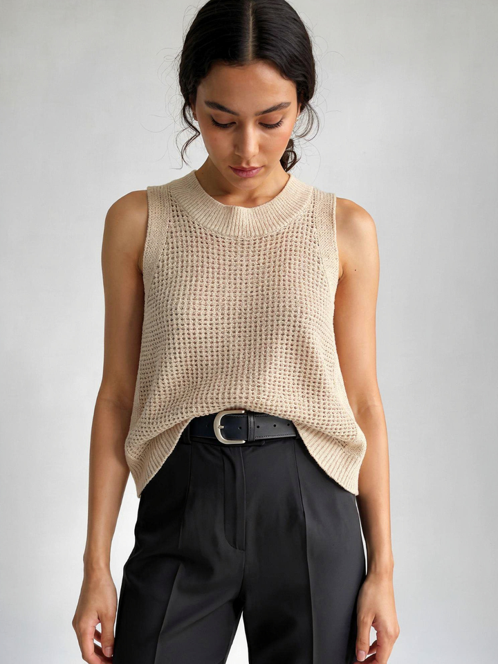 Hollow Knit Sleeveless Tank Top