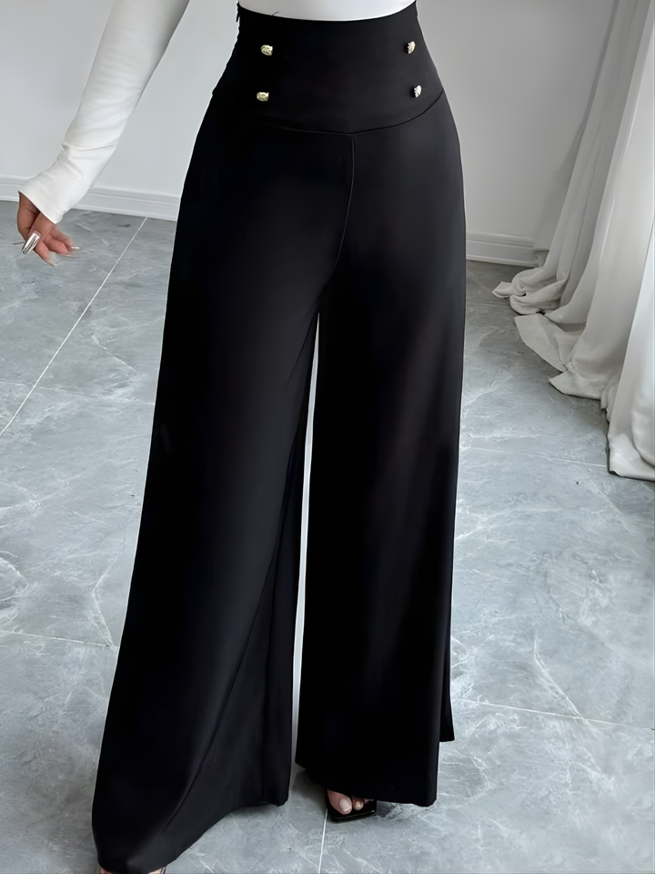 High-Waist Wide-Leg Rivet Pants