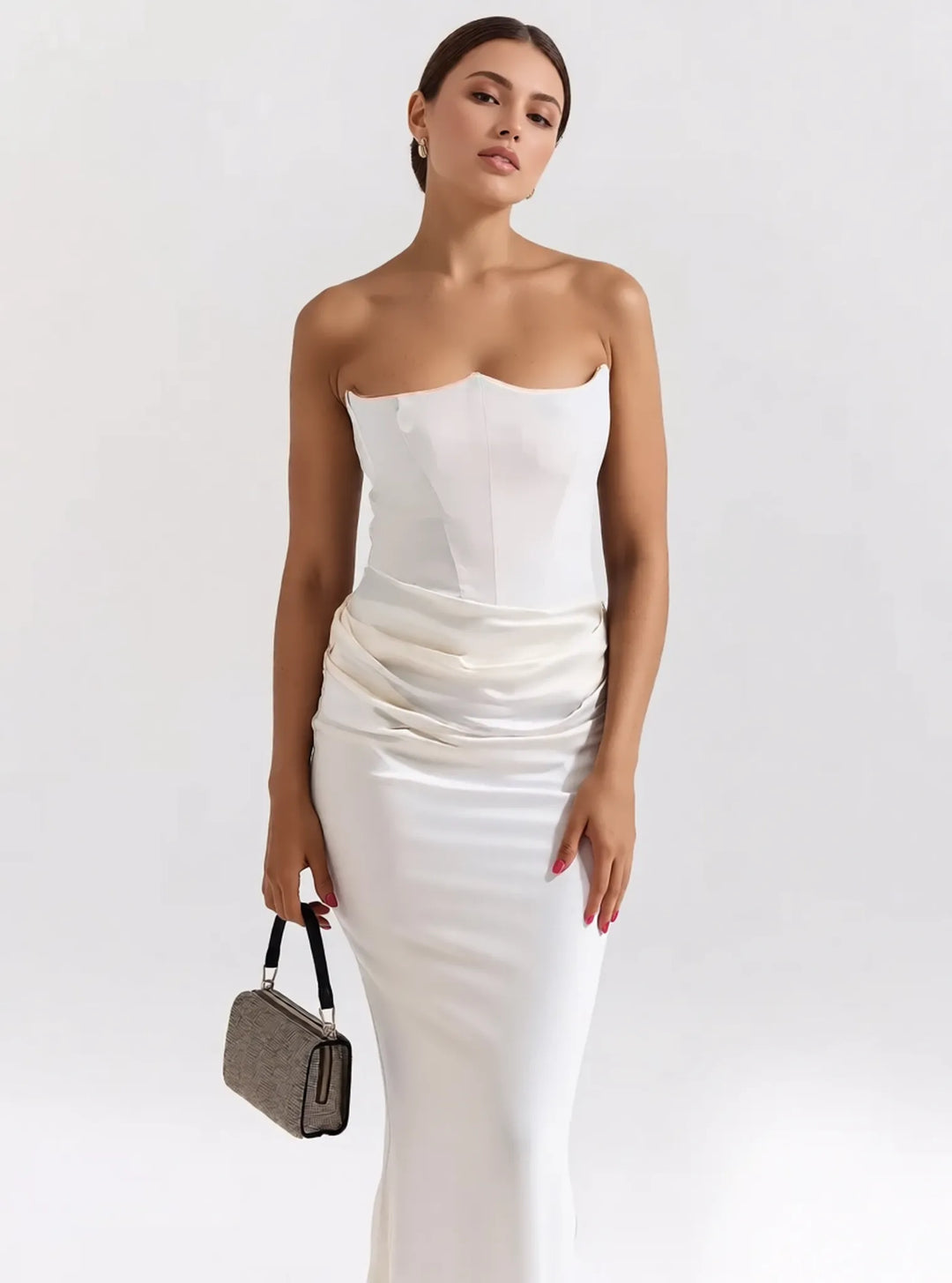 Ruched Strapless Slim Maxi Dress