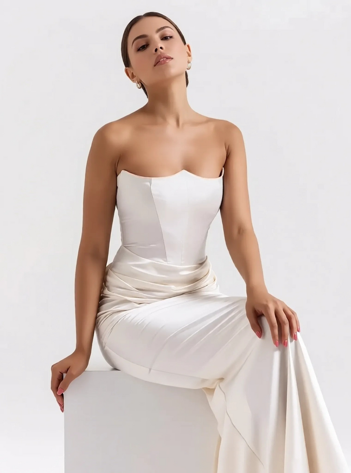 Ruched Strapless Slim Maxi Dress