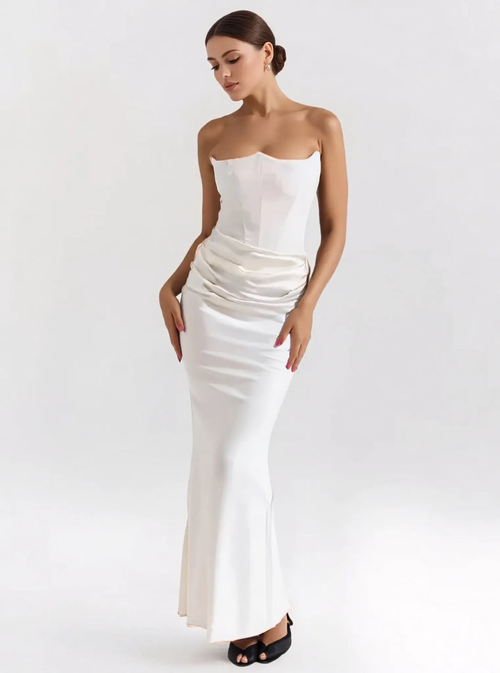 Ruched Strapless Slim Maxi Dress
